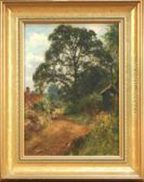 Mother And Child On A Country Road Oil Painting by Henry John Yeend King