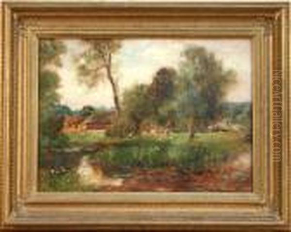 Landscape With River And Cattle by Henry John Yeend King