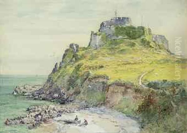 Mount Orgueil Castle From Petit Portelet, Jersey Oil Painting by Henry John Yeend King