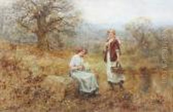 Primrose Pickers Oil Painting by Henry John Yeend King