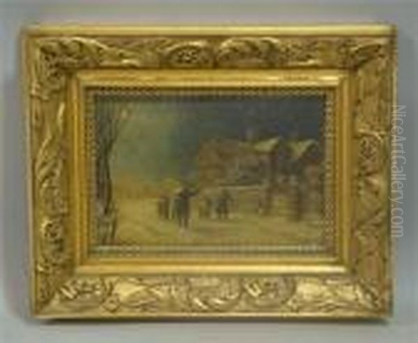 An Old Time Christmas Oil Painting by Henry John Yeend King