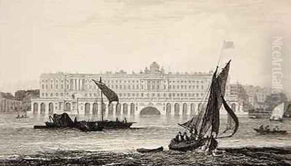 View of Somerset House from the River Thames, engraved by W.B. Cooke 1778-1855 1814 Oil Painting by Samuel Owen