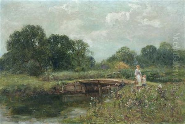 Across The Footbridge Oil Painting by Henry John Yeend King