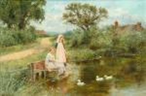 The Villagepond Oil Painting by Henry John Yeend King