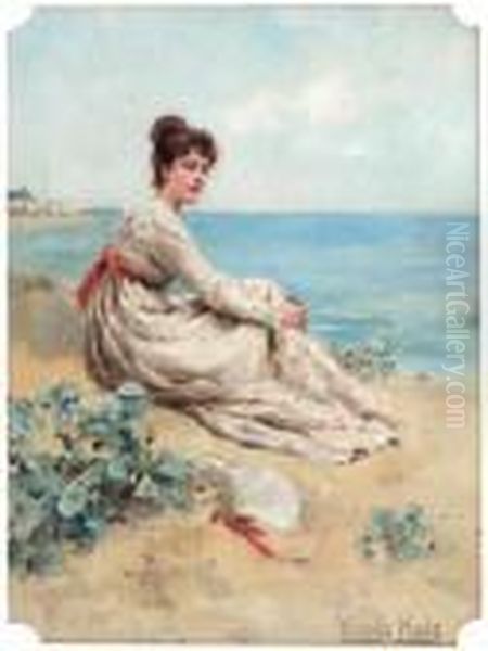 Elegante Au Bord De La Mer Oil Painting by Henry John Yeend King