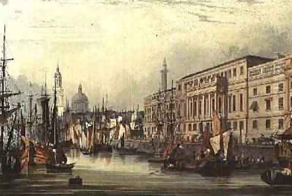 Custom House, E16, engraved by R. G. Reeve, 1828 Oil Painting by Samuel Owen