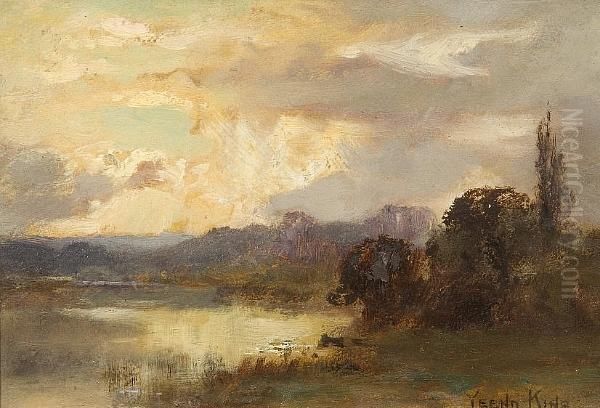 Storm Brewing Over A Lakeland Landscape Oil Painting by Henry John Yeend King