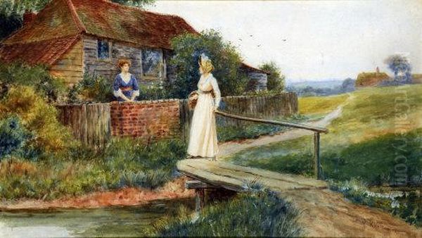 The Village News Oil Painting by Henry John Yeend King