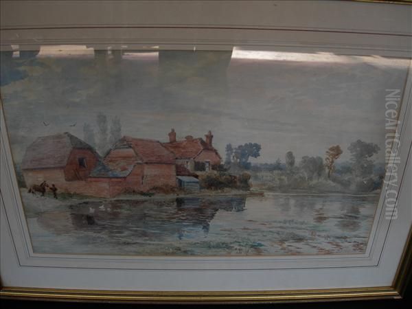 Rba Roi River Scene Watercolour Signed Lower Right 30cm X 49cm Oil Painting by Henry John Yeend King