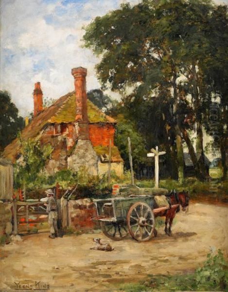 Vid Byvagen Oil Painting by Henry John Yeend King