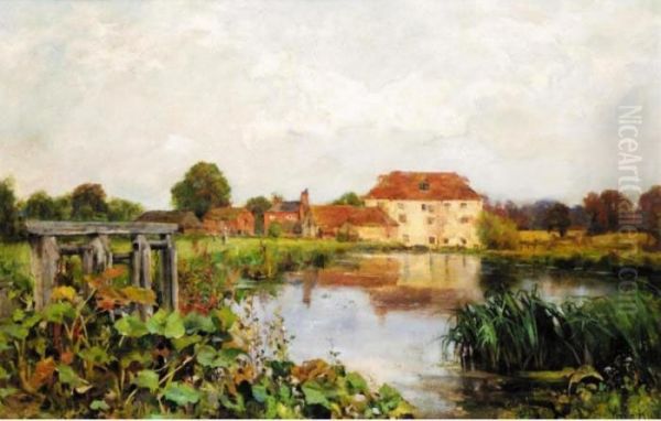 A River Landscape With Houses In The Distance Oil Painting by Henry John Yeend King