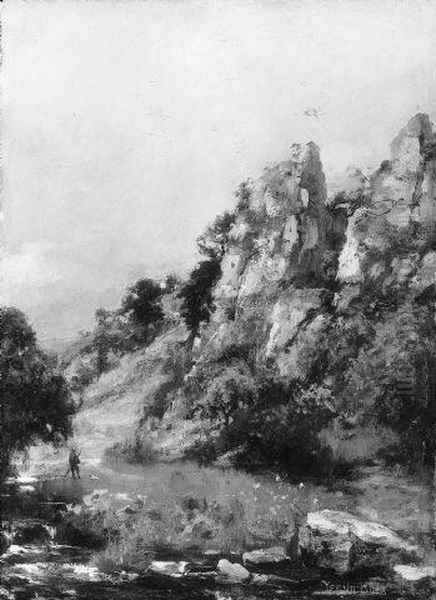 Berglandschaft Mit Felsen Und Einem Bachlauf Oil Painting by Henry John Yeend King