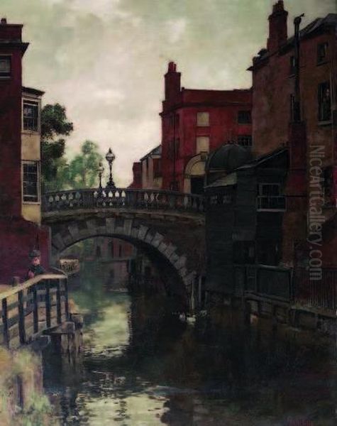 Scorcio Di Citta Con Ponte Oil Painting by Henry John Yeend King