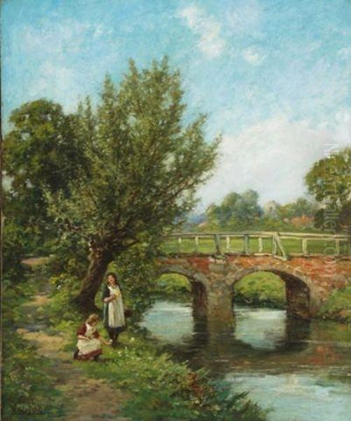 Picking Flowers Along The Way Oil Painting by Henry John Yeend King