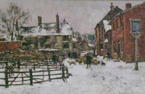 Sheep Market In Winter Oil Painting by Henry John Yeend King