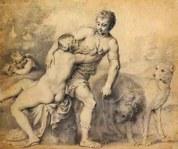 Venus and Adonis 1631 Oil Painting by Peter Oliver