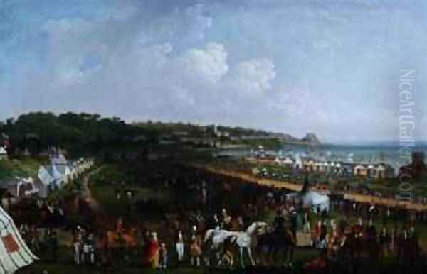 Race Meeting at Grouville Common, 1850 Oil Painting by Philip John Ouless