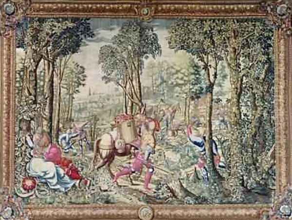 The Hunts of Maximilian Gemini The Stag Hunt the Assembly 2 Oil Painting by Orley, Bernard van