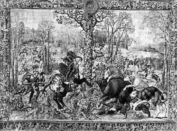 The Hunts of Maximilian Capricorn The Boar Hunt 1521 33 Oil Painting by Orley, Bernard van