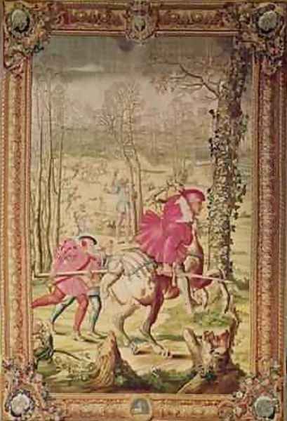 The Hunts of Maximilian Sagittarius The Boar Hunt Oil Painting by Orley, Bernard van