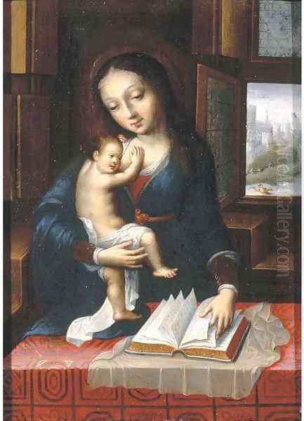 The Virgin and Child in an interior Oil Painting by Orley, Bernard van