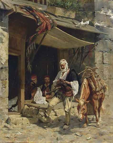 Ottoman Soldiers at Rest Oil Painting by Rudolf Otto Ritter von Ottenfeld