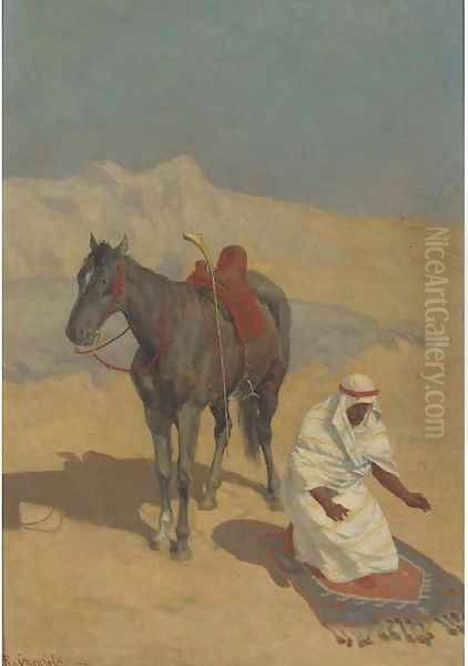 A prayer in the desert Oil Painting by Rudolf Otto Ritter von Ottenfeld