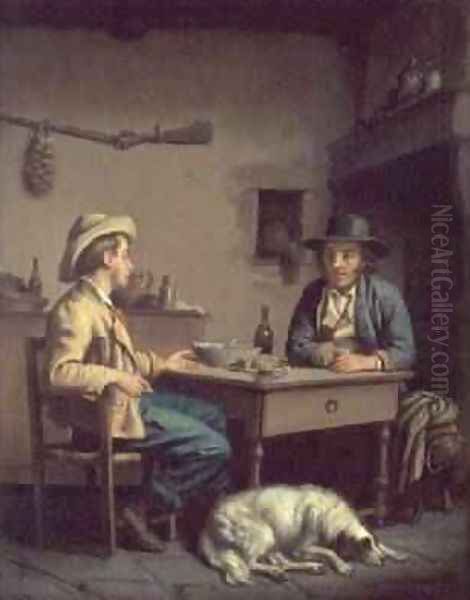 Interior of a Peasants Cottage 1903 Oil Painting by Edouard Amable Onslow