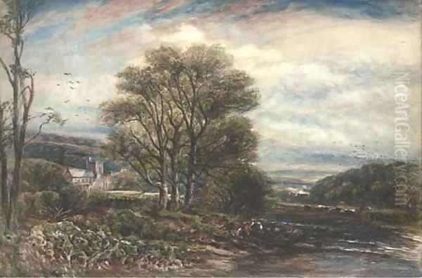 Anglers before Lanercost Priory Oil Painting by James Orrock