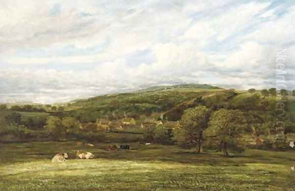 Cattle resting in a wooded valley Oil Painting by James Orrock