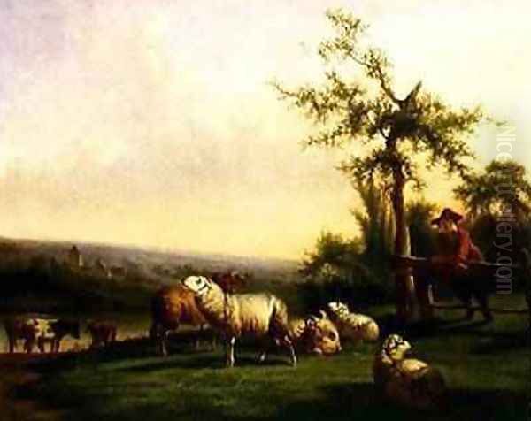 Pastoral Landscape with a Herd Oil Painting by Balthasar Paul Ommeganck