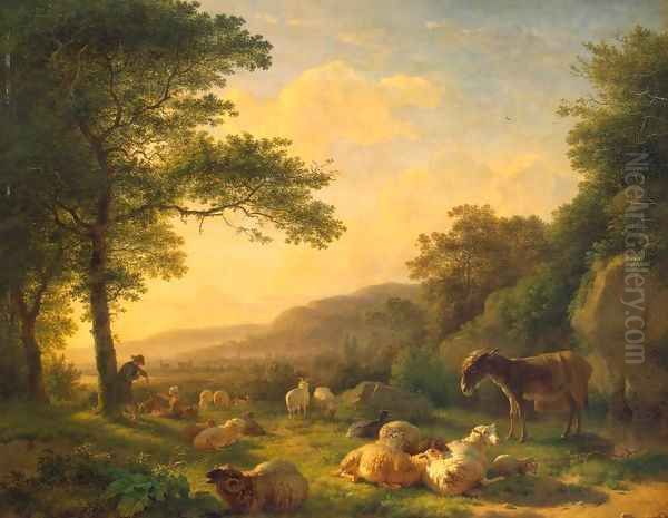 Landscape with a Flock of Sheep Oil Painting by Balthasar Paul Ommeganck