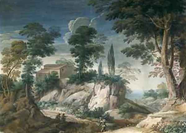 Landscape with Cypresses Oil Painting by Crescenzio Onofri