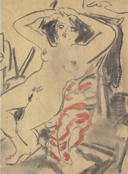 Weiblicher Akt (female Nude) Oil Painting by Ernst Ludwig Kirchner