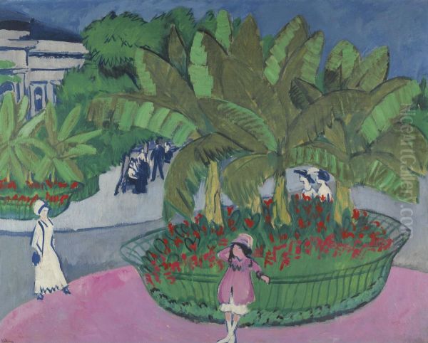 Das Boskett: Albertplatz In Dresden Oil Painting by Ernst Ludwig Kirchner