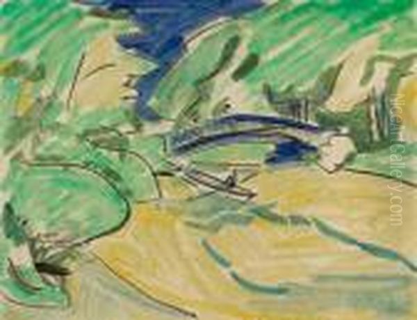 Ruderboot Unter Der Brucke Oil Painting by Ernst Ludwig Kirchner