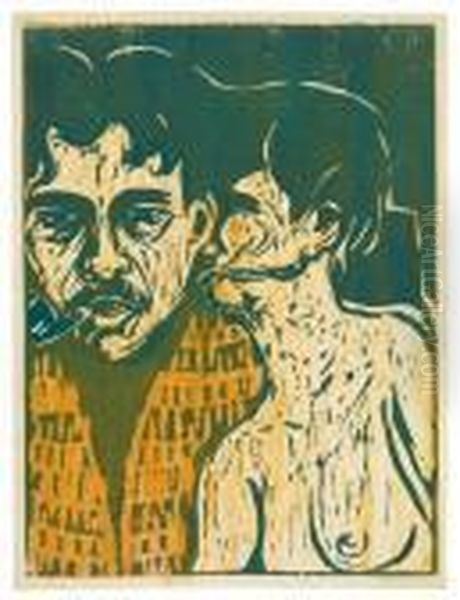 Maler Und Modell - Dichter Und Weib Oil Painting by Ernst Ludwig Kirchner