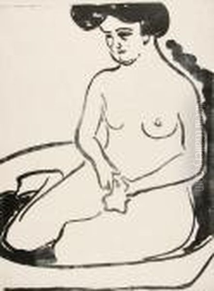 Grossermadchenakt In Badetub by Ernst Ludwig Kirchner