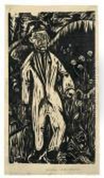 Gehender Mann In Der Wiese Oil Painting by Ernst Ludwig Kirchner