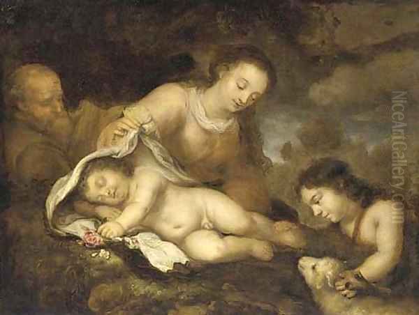 The Holy Family with Infant Saint John the Baptist Oil Painting by Jurgen Ovens