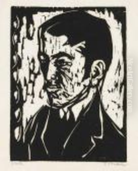 Portrat H. Kind. Oil Painting by Ernst Ludwig Kirchner