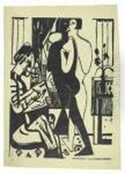 Maler Und Modell Oil Painting by Ernst Ludwig Kirchner