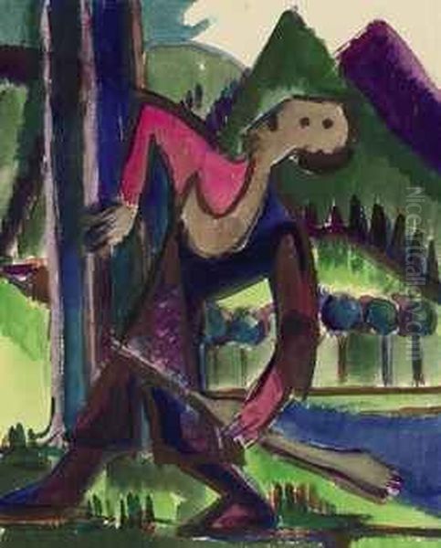 Knabe Mit Schleuderpfeil Oil Painting by Ernst Ludwig Kirchner