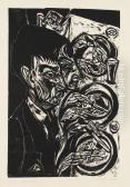 Nervose Beim Diner Oil Painting by Ernst Ludwig Kirchner