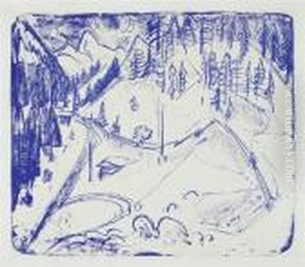 Winter Landscape Oil Painting by Ernst Ludwig Kirchner