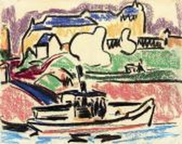 Flussdampfer Oil Painting by Ernst Ludwig Kirchner