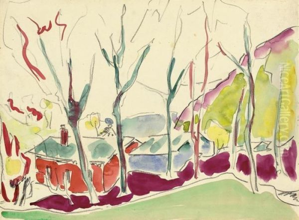 Waldhutten Oil Painting by Ernst Ludwig Kirchner