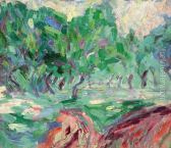 Landschaft, Weg Mit Baumen Oil Painting by Ernst Ludwig Kirchner