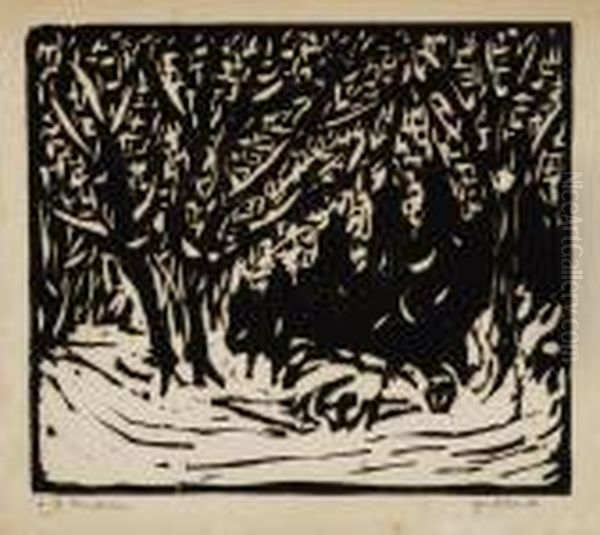 Winternacht Imwalde (burgerwiese In Dresden) Oil Painting by Ernst Ludwig Kirchner