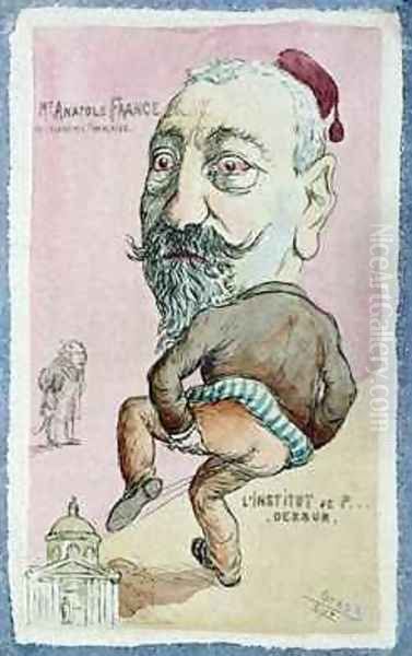 Caricature of Monsieur Anatole France 1844-1924 of the French Academy after 1896 Oil Painting by Orens